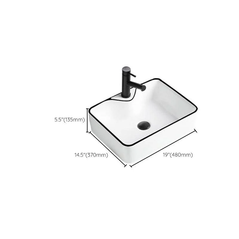 Contemporary Bathroom Sink Porcelain Rectangular Vessel Sink(Not Including Tap) -Bathlova