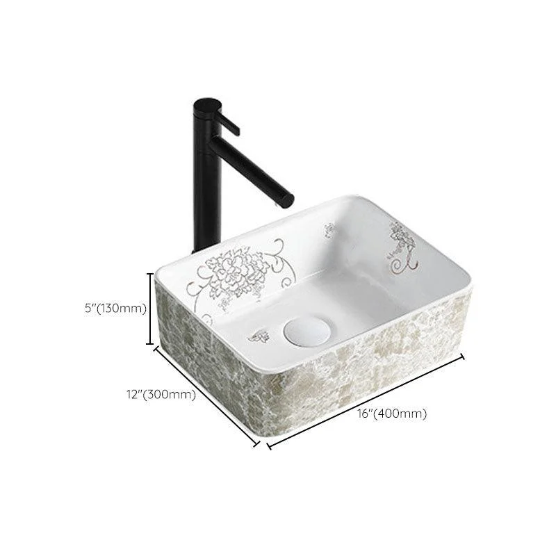 Contemporary Bathroom Sink Porcelain Rectangular Vessel Sink(Not Including Tap) -Bathlova