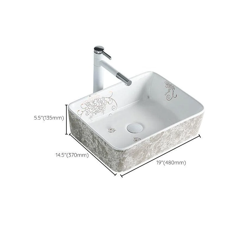 Contemporary Bathroom Sink Porcelain Rectangular Vessel Sink(Not Including Tap) -Bathlova