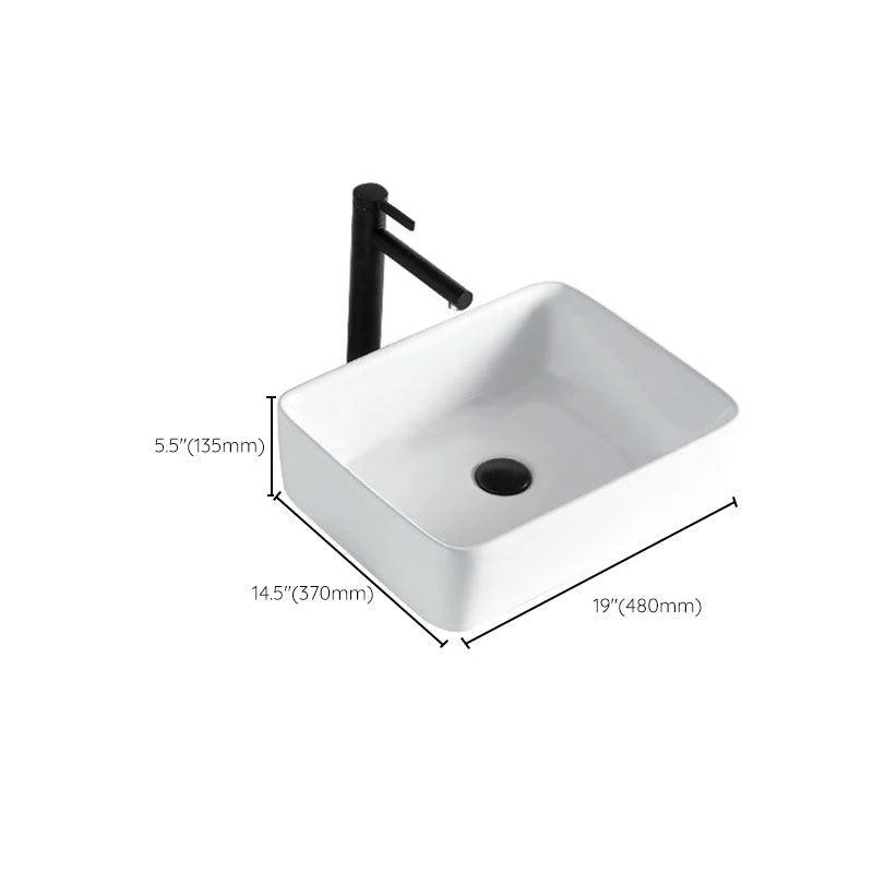 Contemporary Bathroom Sink Porcelain Rectangular Vessel Sink(Not Including Tap) -Bathlova