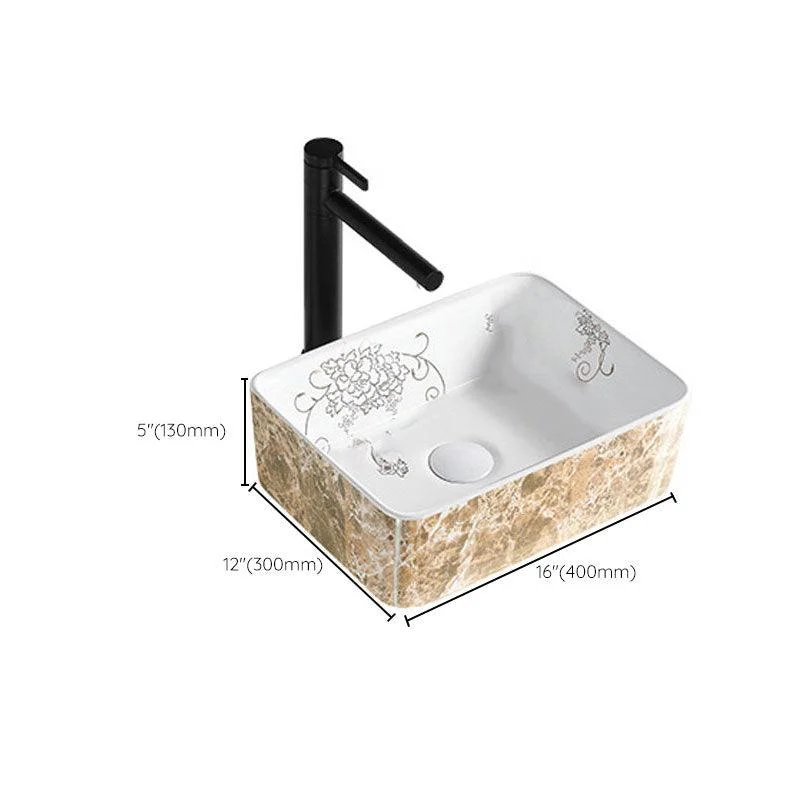 Contemporary Bathroom Sink Porcelain Rectangular Vessel Sink(Not Including Tap) -Bathlova