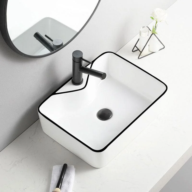 Contemporary Bathroom Sink Porcelain Rectangular Vessel Sink(Not Including Tap) -Bathlova