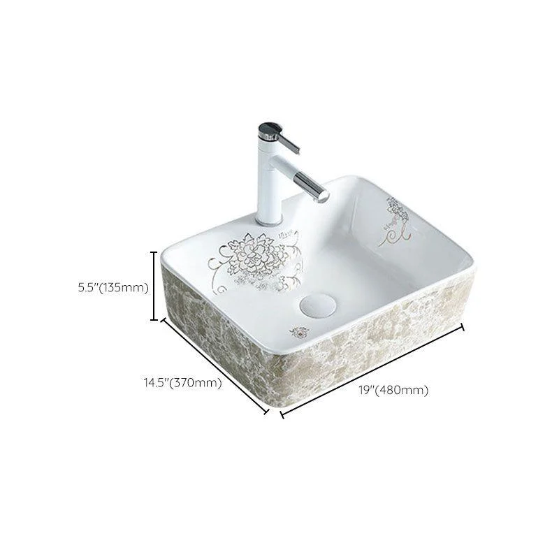 Contemporary Bathroom Sink Porcelain Rectangular Vessel Sink(Not Including Tap) -Bathlova