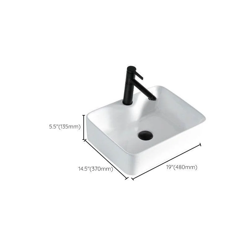 Contemporary Bathroom Sink Porcelain Rectangular Vessel Sink(Not Including Tap) -Bathlova