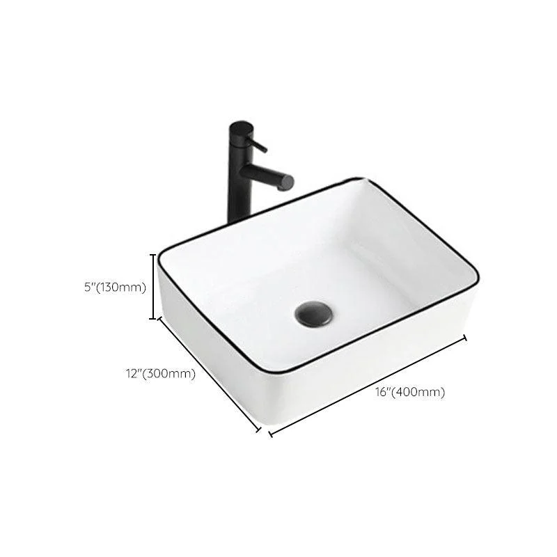 Contemporary Bathroom Sink Porcelain Rectangular Vessel Sink(Not Including Tap) -Bathlova