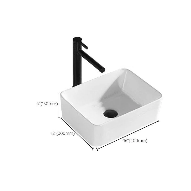 Contemporary Bathroom Sink Porcelain Rectangular Vessel Sink(Not Including Tap) -Bathlova