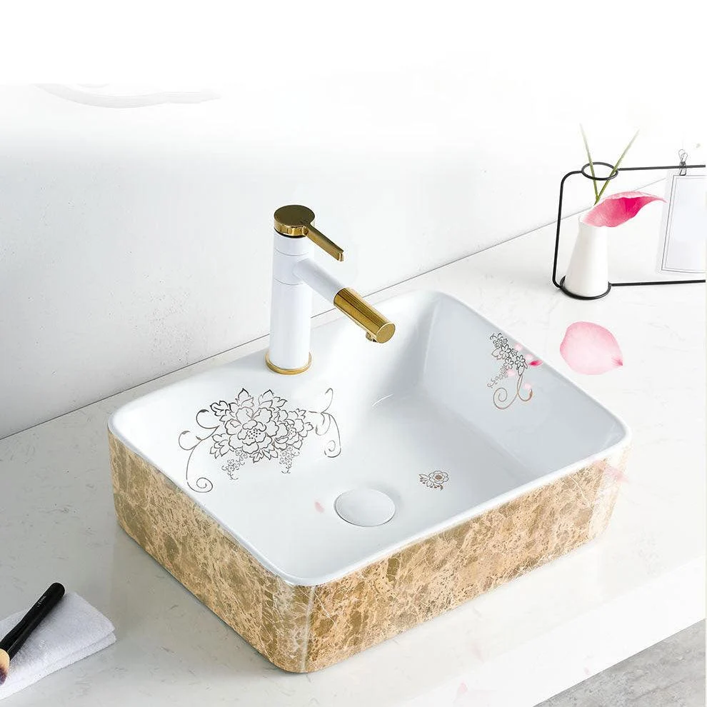 Contemporary Bathroom Sink Porcelain Rectangular Vessel Sink(Not Including Tap) -Bathlova