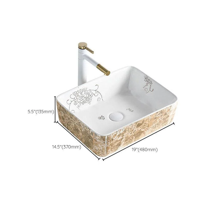 Contemporary Bathroom Sink Porcelain Rectangular Vessel Sink(Not Including Tap) -Bathlova