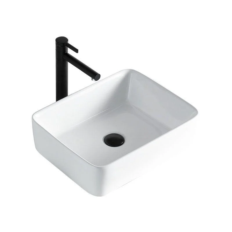 Contemporary Bathroom Sink Porcelain Rectangular Vessel Sink(Not Including Tap) -Bathlova