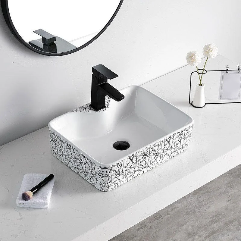 Contemporary Bathroom Sink Porcelain Rectangular Vessel Sink(Not Including Tap) -Bathlova