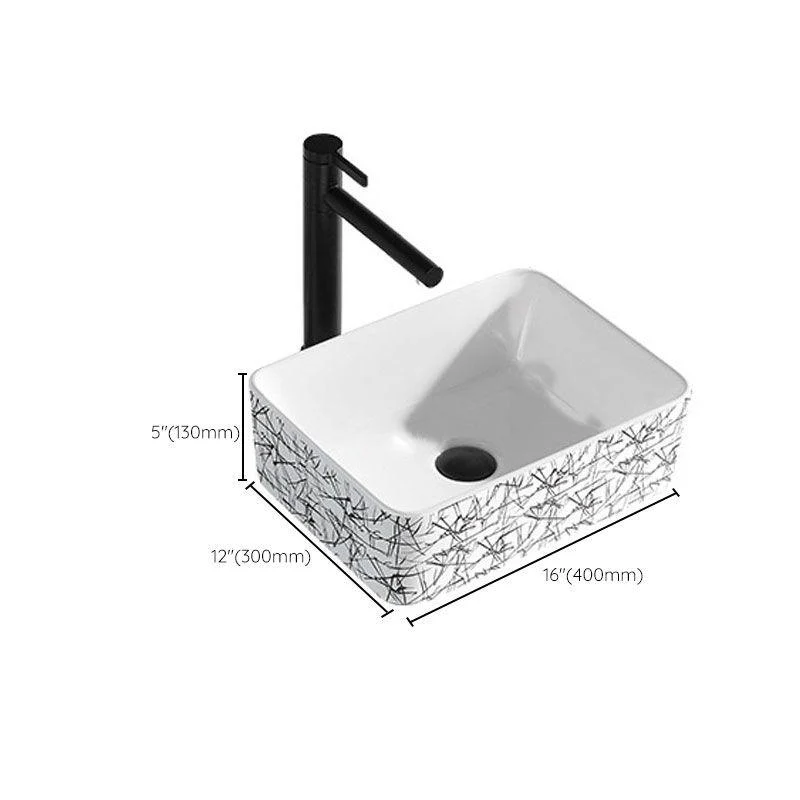 Contemporary Bathroom Sink Porcelain Rectangular Vessel Sink(Not Including Tap) -Bathlova