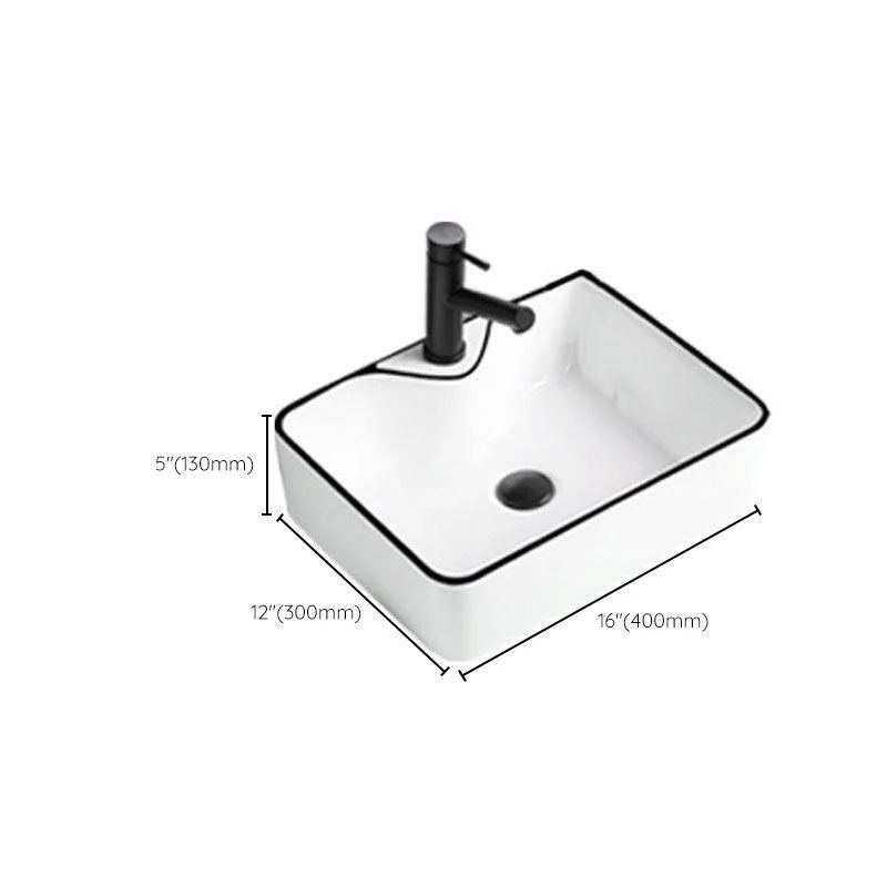 Contemporary Bathroom Sink Porcelain Rectangular Vessel Sink(Not Including Tap) -Bathlova