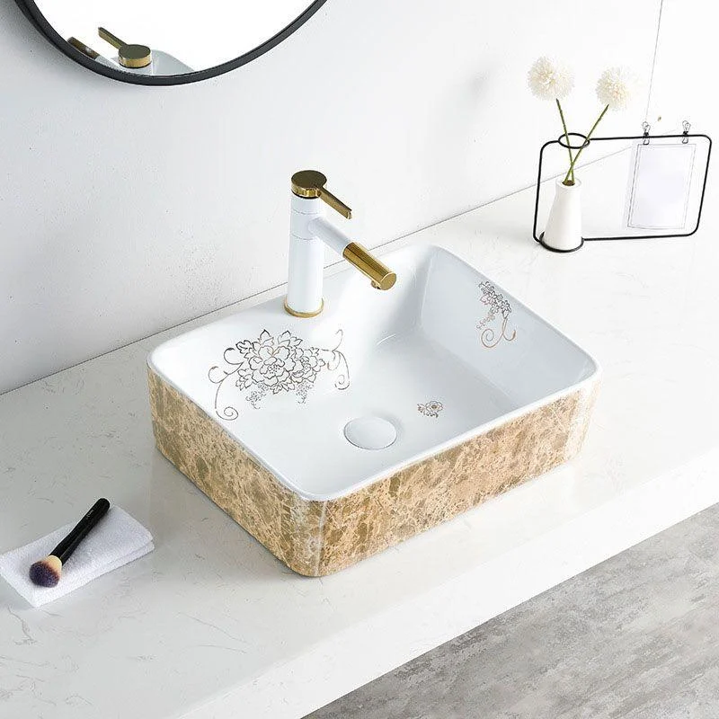 Contemporary Bathroom Sink Porcelain Rectangular Vessel Sink(Not Including Tap) -Bathlova