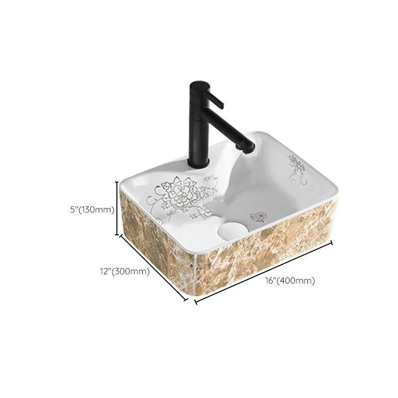 Contemporary Bathroom Sink Porcelain Rectangular Vessel Sink(Not Including Tap) -Bathlova