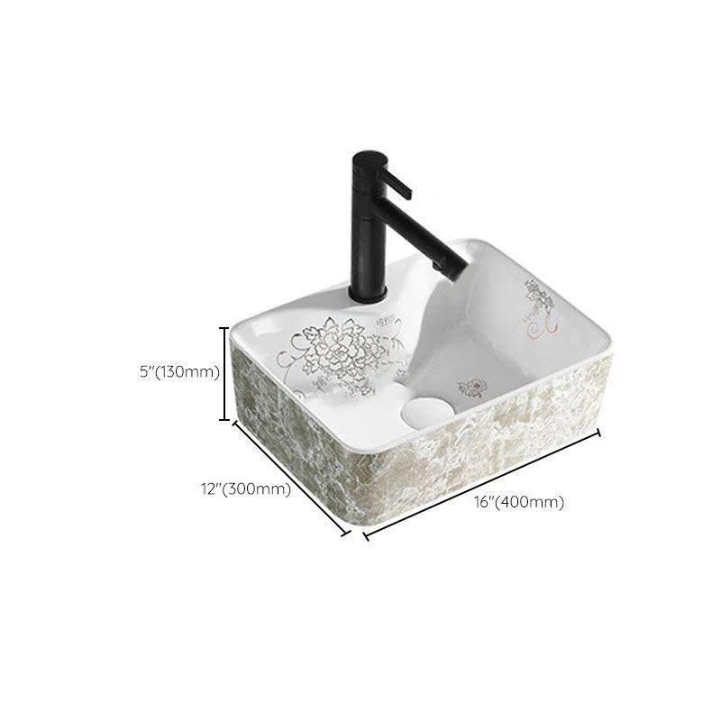 Contemporary Bathroom Sink Porcelain Rectangular Vessel Sink(Not Including Tap) -Bathlova