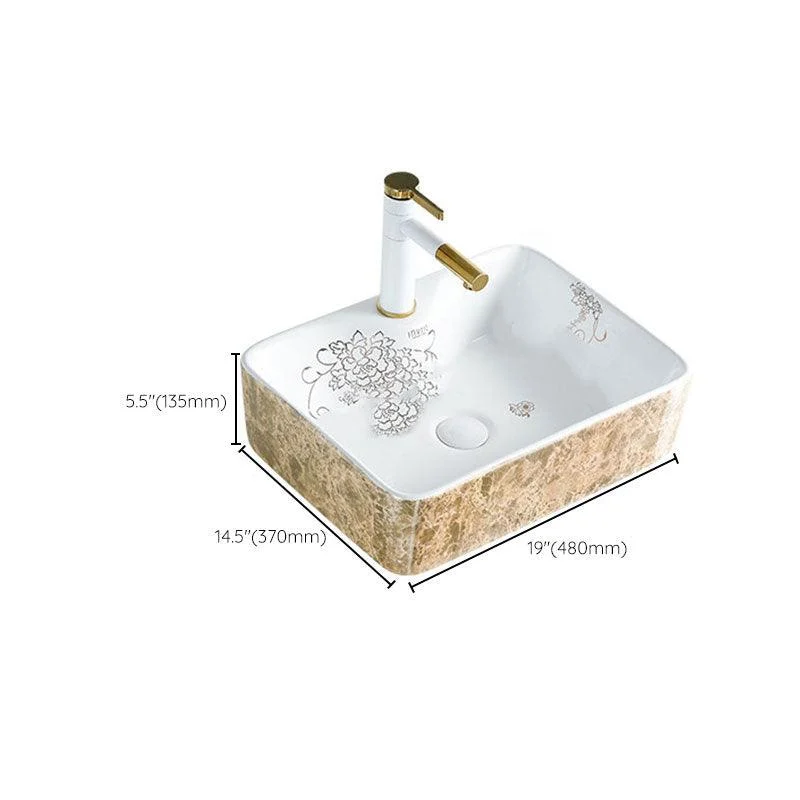 Contemporary Bathroom Sink Porcelain Rectangular Vessel Sink(Not Including Tap) -Bathlova