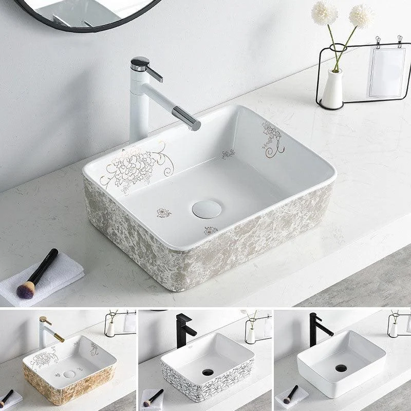 Contemporary Bathroom Sink Porcelain Rectangular Vessel Sink(Not Including Tap) -Bathlova