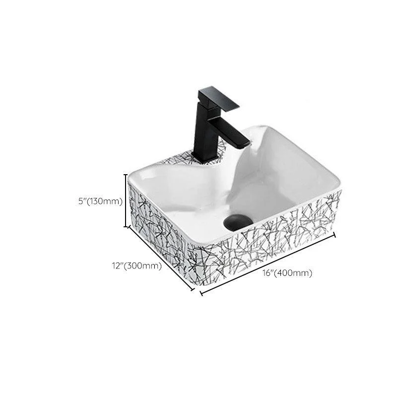 Contemporary Bathroom Sink Porcelain Rectangular Vessel Sink(Not Including Tap) -Bathlova