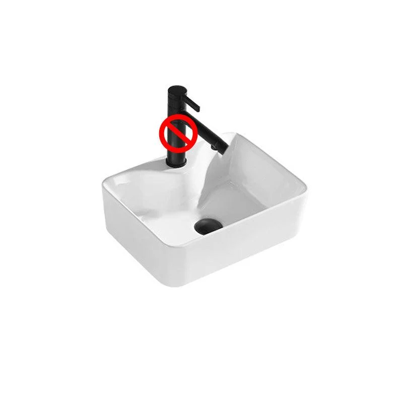 Contemporary Bathroom Sink Porcelain Rectangular Vessel Sink(Not Including Tap) -Bathlova