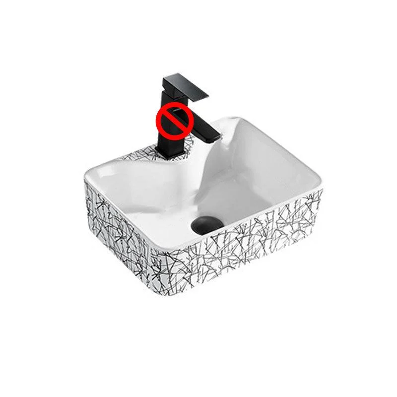 Contemporary Bathroom Sink Porcelain Rectangular Vessel Sink(Not Including Tap) -Bathlova