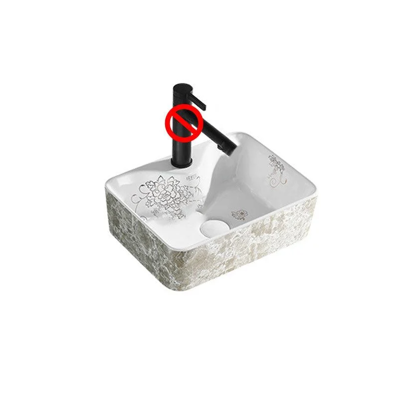 Contemporary Bathroom Sink Porcelain Rectangular Vessel Sink(Not Including Tap) -Bathlova