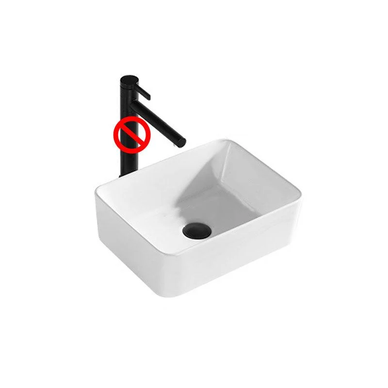 Contemporary Bathroom Sink Porcelain Rectangular Vessel Sink(Not Including Tap) -Bathlova