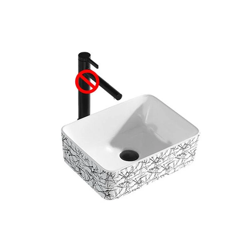 Contemporary Bathroom Sink Porcelain Rectangular Vessel Sink(Not Including Tap) -Bathlova