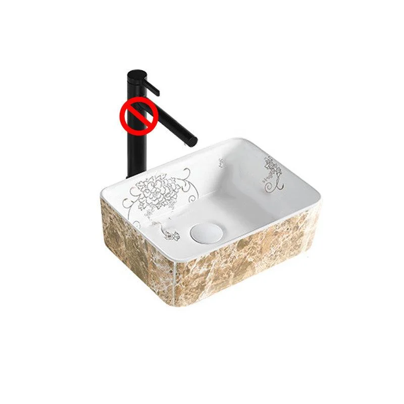 Contemporary Bathroom Sink Porcelain Rectangular Vessel Sink(Not Including Tap) -Bathlova