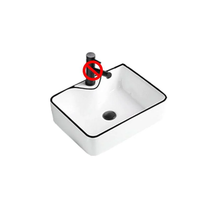 Contemporary Bathroom Sink Porcelain Rectangular Vessel Sink(Not Including Tap) -Bathlova