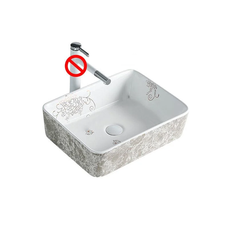 Contemporary Bathroom Sink Porcelain Rectangular Vessel Sink(Not Including Tap) -Bathlova