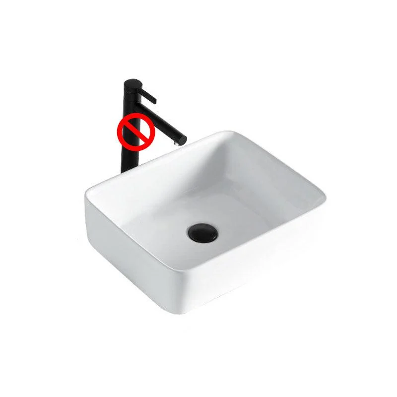 Contemporary Bathroom Sink Porcelain Rectangular Vessel Sink(Not Including Tap) -Bathlova