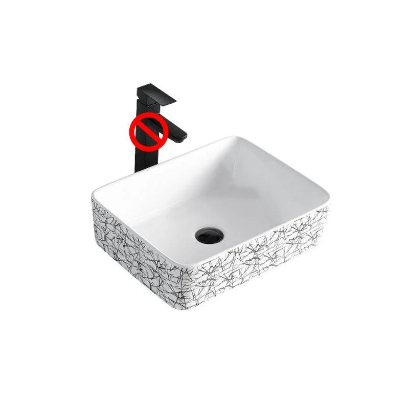 Contemporary Bathroom Sink Porcelain Rectangular Vessel Sink(Not Including Tap) -Bathlova