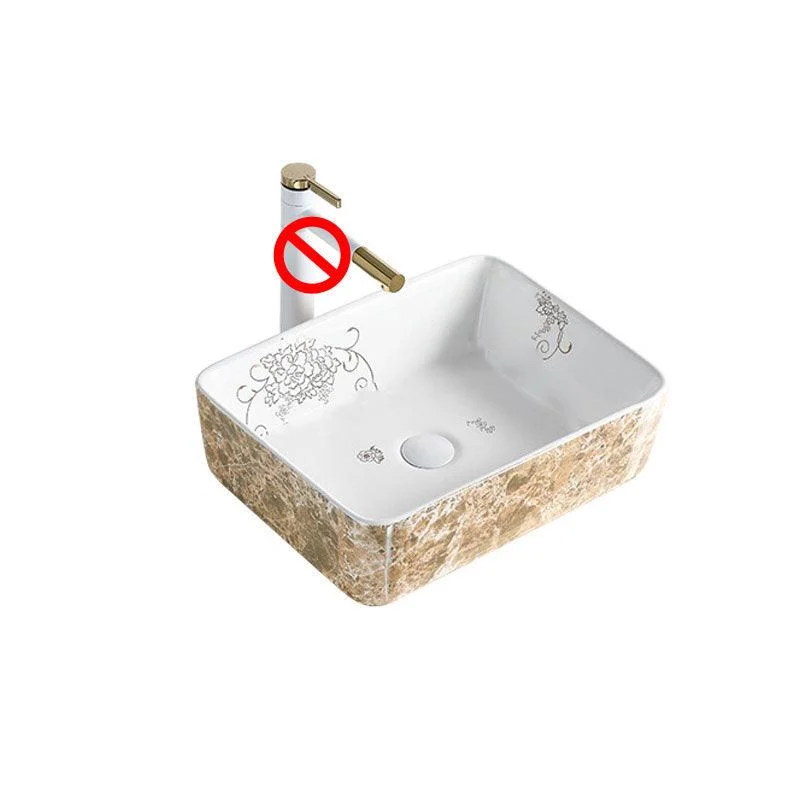 Contemporary Bathroom Sink Porcelain Rectangular Vessel Sink(Not Including Tap) -Bathlova