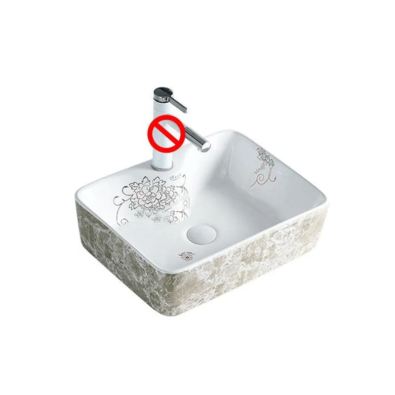 Contemporary Bathroom Sink Porcelain Rectangular Vessel Sink(Not Including Tap) -Bathlova