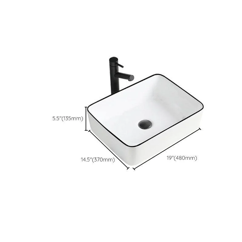 Contemporary Bathroom Sink Porcelain Rectangular Vessel Sink(Not Including Tap) -Bathlova