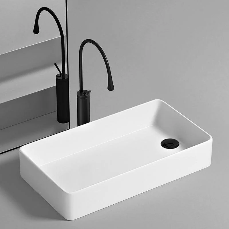 Contemporary Bathroom Sink Porcelain Rectangular Vessel with Pop-Up Drain -Bathlova