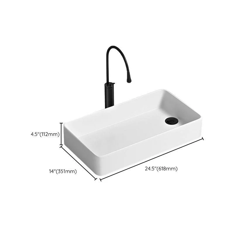 Contemporary Bathroom Sink Porcelain Rectangular Vessel with Pop-Up Drain -Bathlova