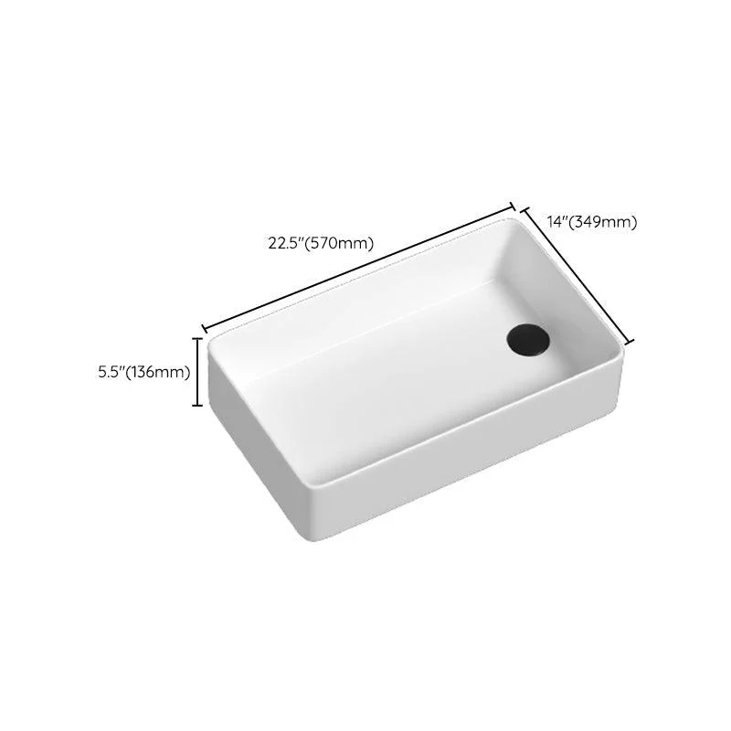 Contemporary Bathroom Sink Porcelain Rectangular Vessel with Pop-Up Drain -Bathlova