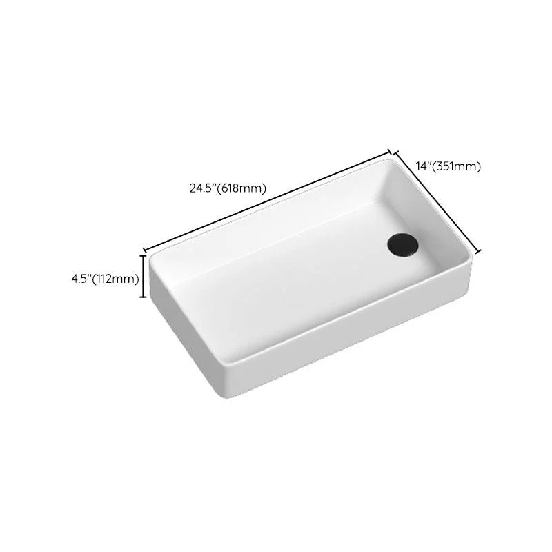 Contemporary Bathroom Sink Porcelain Rectangular Vessel with Pop-Up Drain -Bathlova