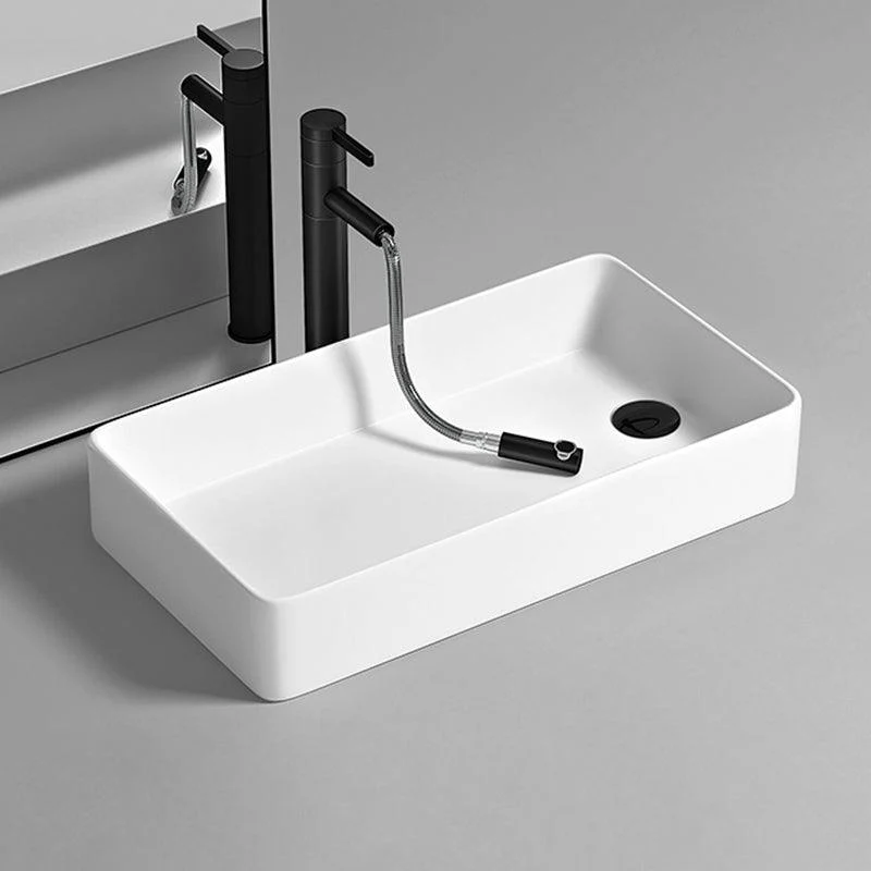 Contemporary Bathroom Sink Porcelain Rectangular Vessel with Pop-Up Drain -Bathlova