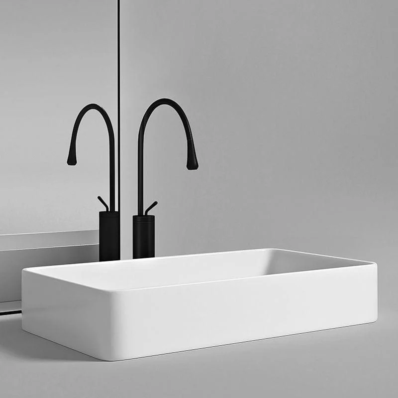 Contemporary Bathroom Sink Porcelain Rectangular Vessel with Pop-Up Drain -Bathlova