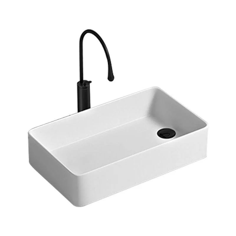 Contemporary Bathroom Sink Porcelain Rectangular Vessel with Pop-Up Drain -Bathlova