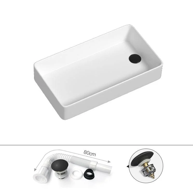 Contemporary Bathroom Sink Porcelain Rectangular Vessel with Pop-Up Drain -Bathlova