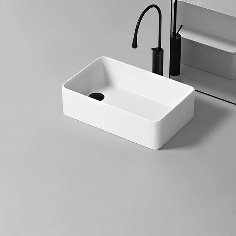 Contemporary Bathroom Sink Porcelain Rectangular Vessel with Pop-Up Drain -Bathlova