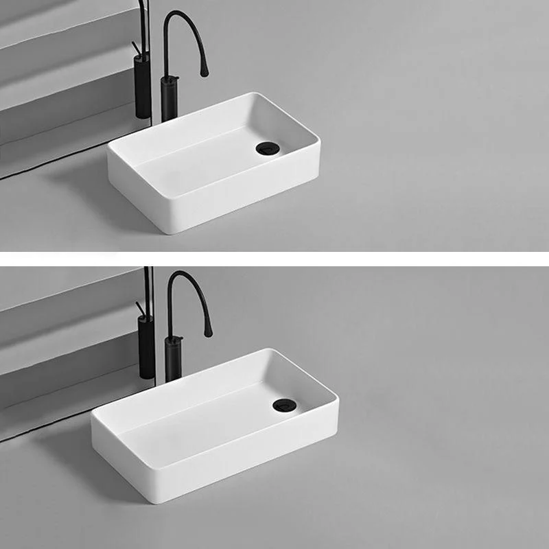 Contemporary Bathroom Sink Porcelain Rectangular Vessel with Pop-Up Drain -Bathlova