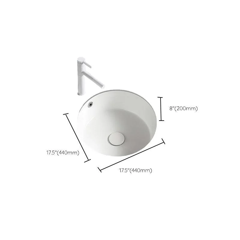 Contemporary Bathroom Sink Porcelain Round Undermount Bathroom Sink with Pop-Up Drain -Bathlova