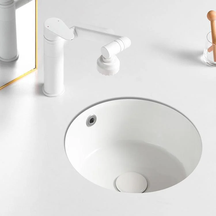 Contemporary Bathroom Sink Porcelain Round Undermount Bathroom Sink with Pop-Up Drain -Bathlova