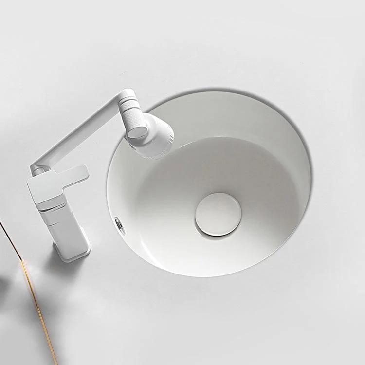 Contemporary Bathroom Sink Porcelain Round Undermount Bathroom Sink with Pop-Up Drain -Bathlova