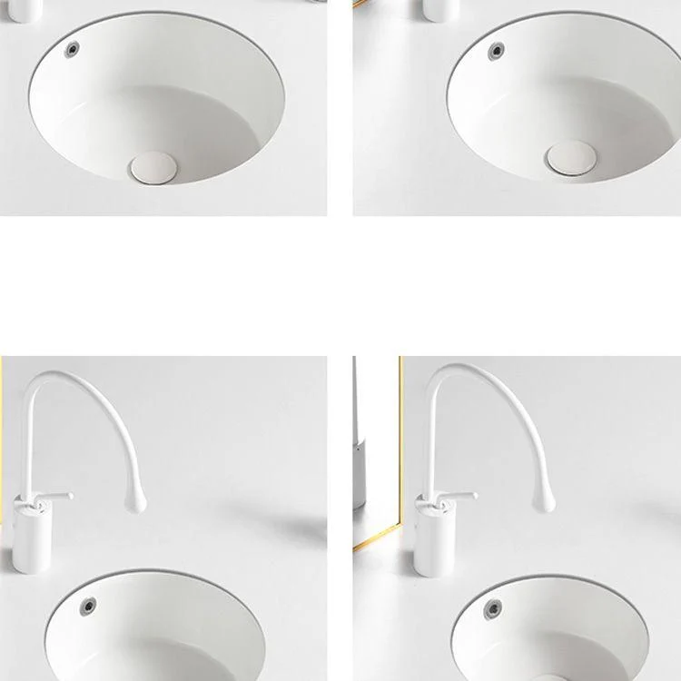 Contemporary Bathroom Sink Porcelain Round Undermount Bathroom Sink with Pop-Up Drain -Bathlova