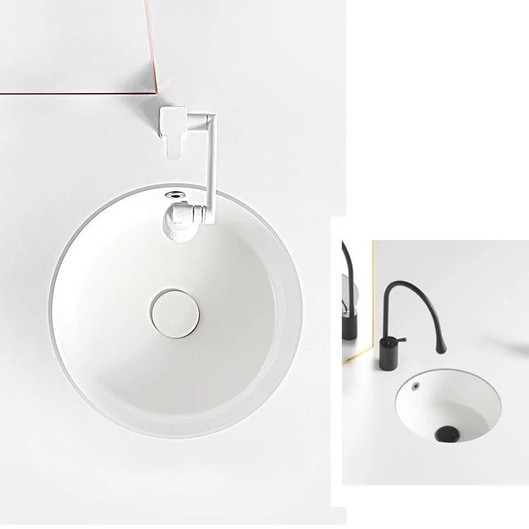 Contemporary Bathroom Sink Porcelain Round Undermount Bathroom Sink with Pop-Up Drain -Bathlova